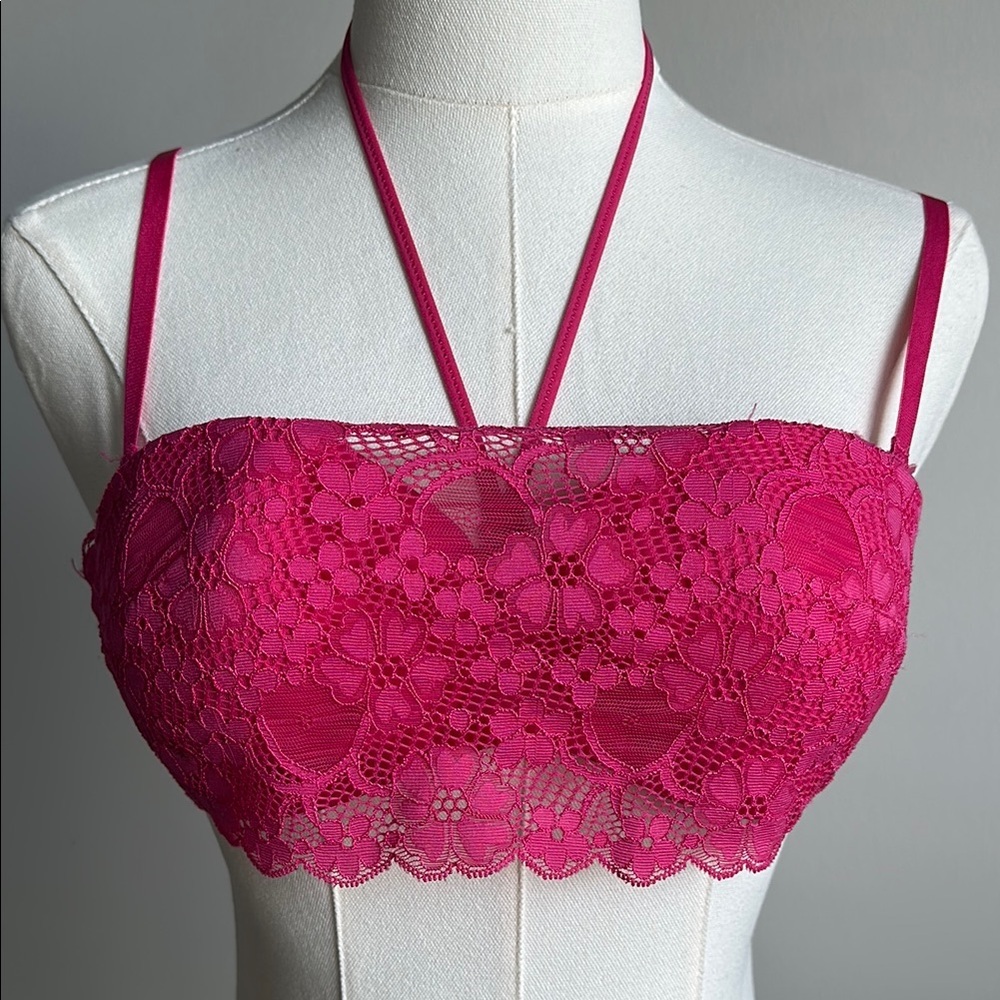 Victoria’s Secret Women’s Pink Lace Feminine Romantic Underwire Bandeau‎ Bra 34B